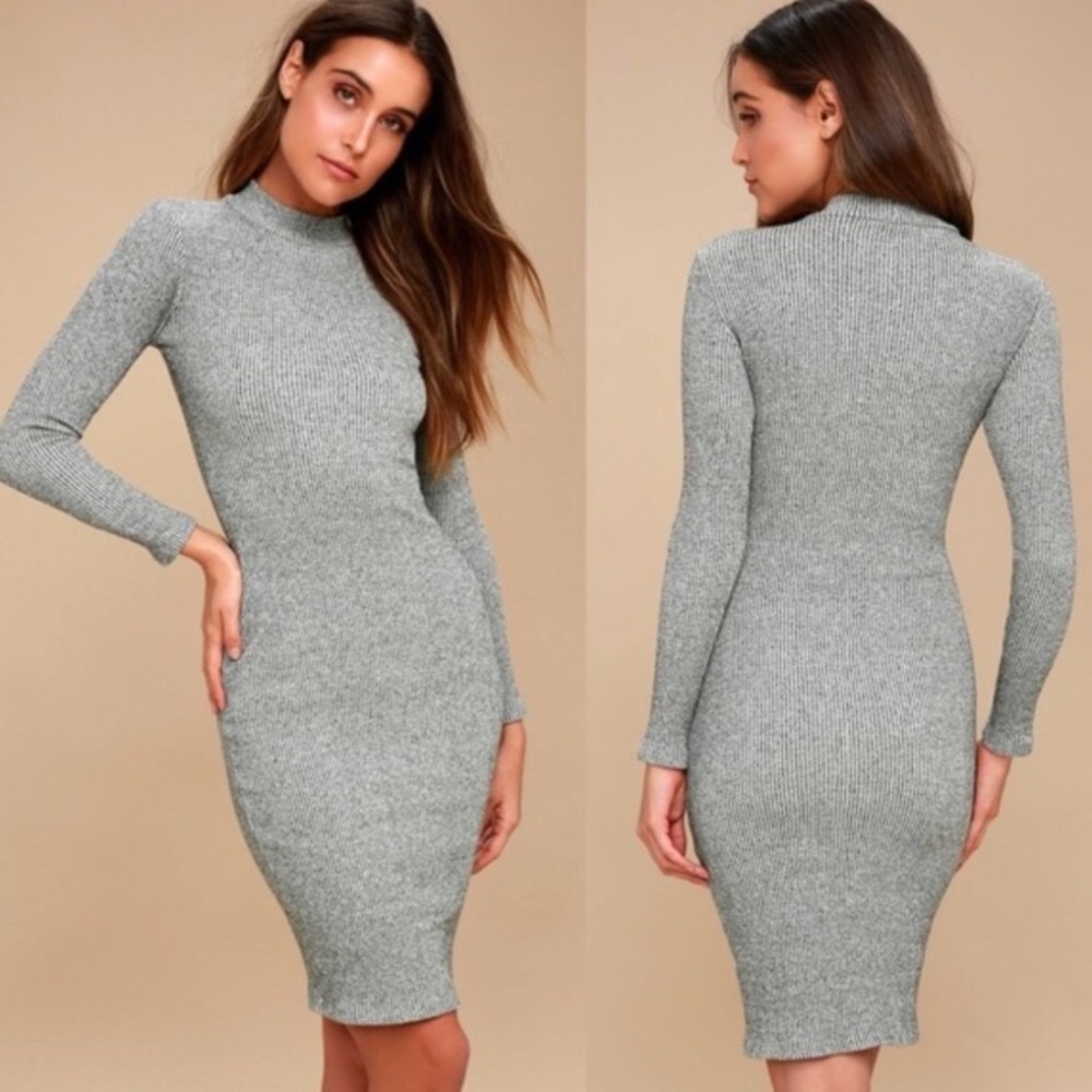 Lulu’s I Mist You Heather Grey Sweater Dress